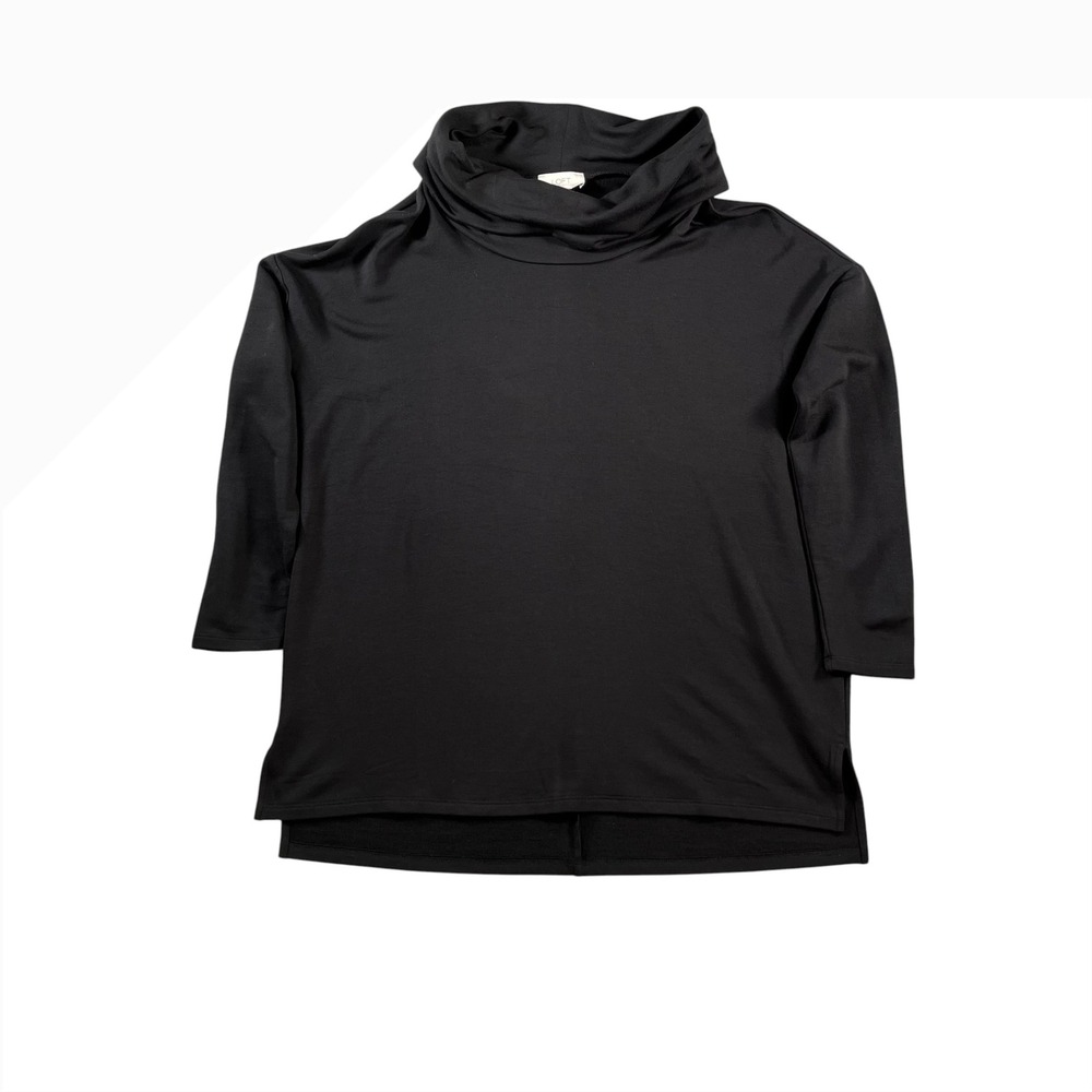 LOFT Outlet NWT Womens Black‎ Cowl Neck Fleece Tunic Sweatshirt Size Small